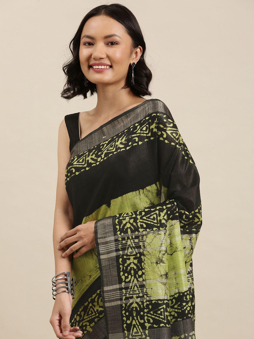 aamna green tie and dye zari silk cotton venkatgiri saree