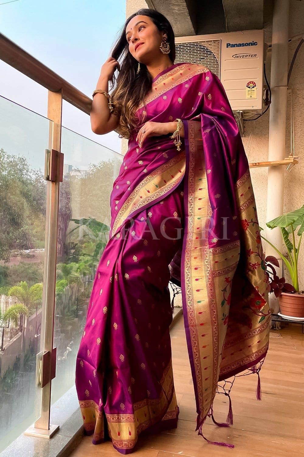 aanchal shrivastava in plum purple paithani saree