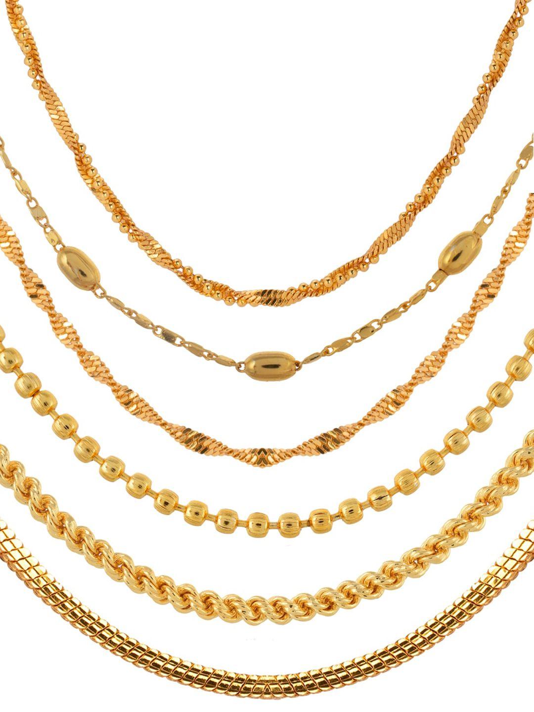 aanyacentric pack of 6 brass gold plated chain