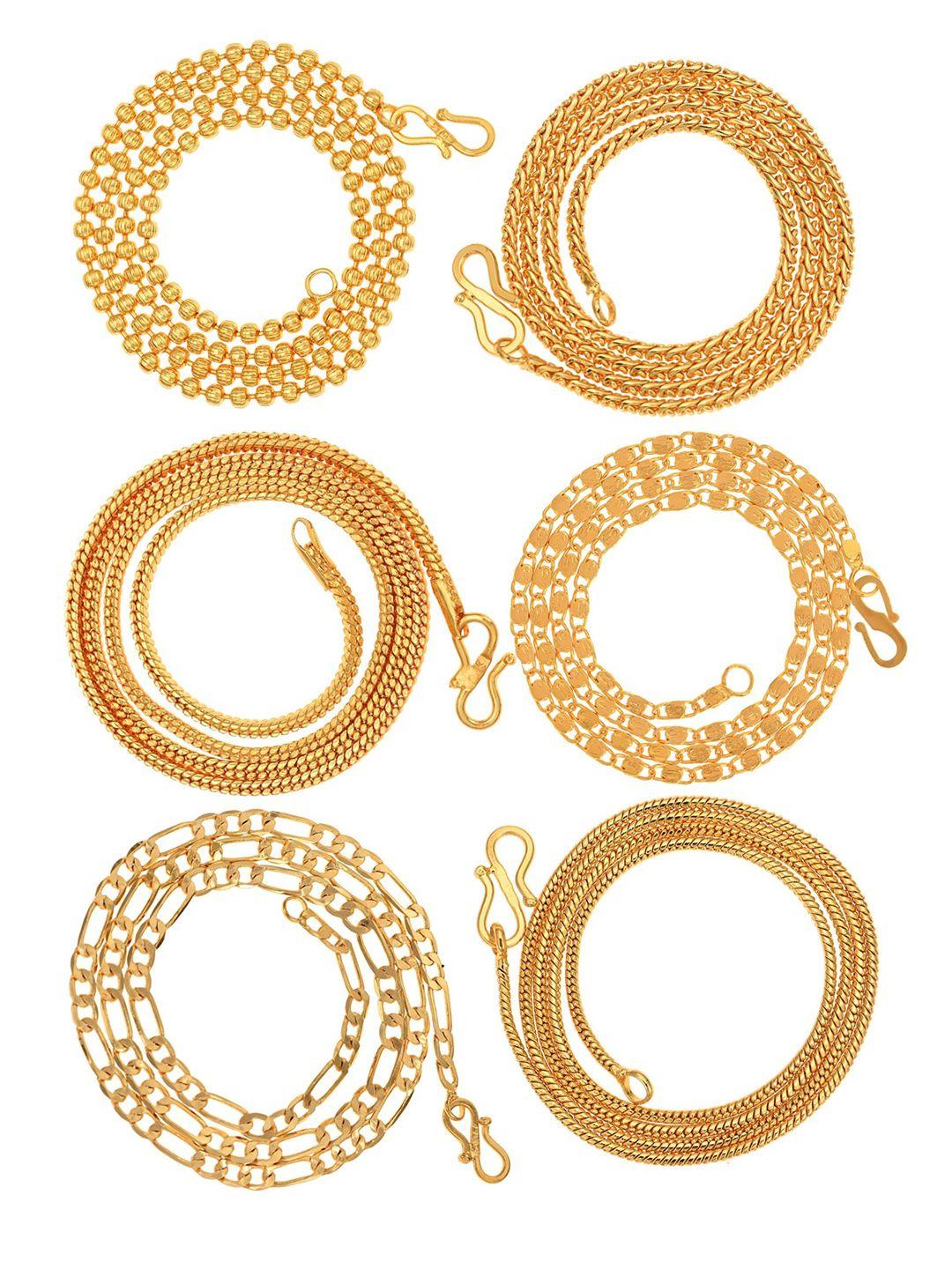 aanyacentric pack of 6 brass gold plated chain