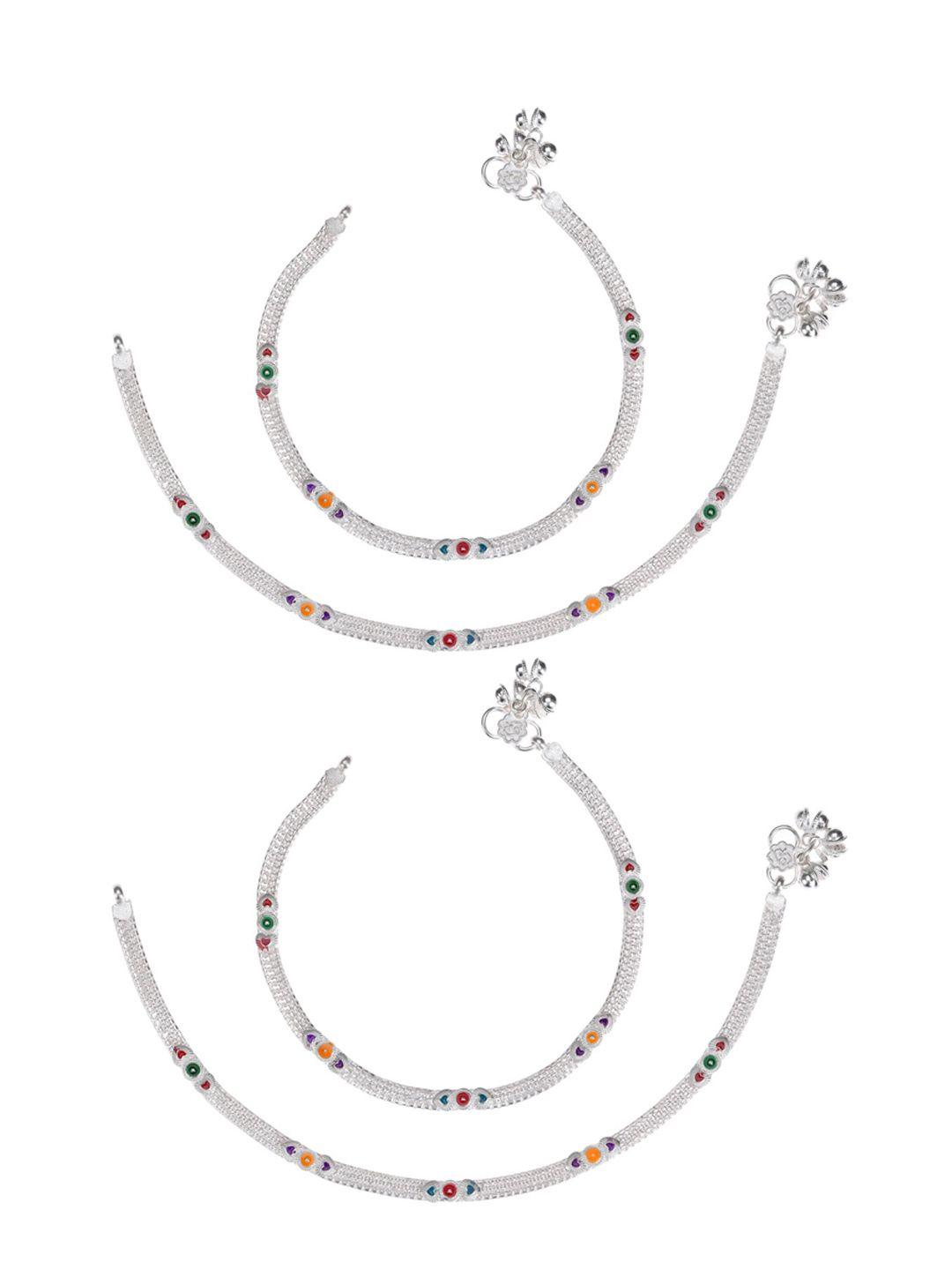 aanyacentric set of 2 silver-plated anklets