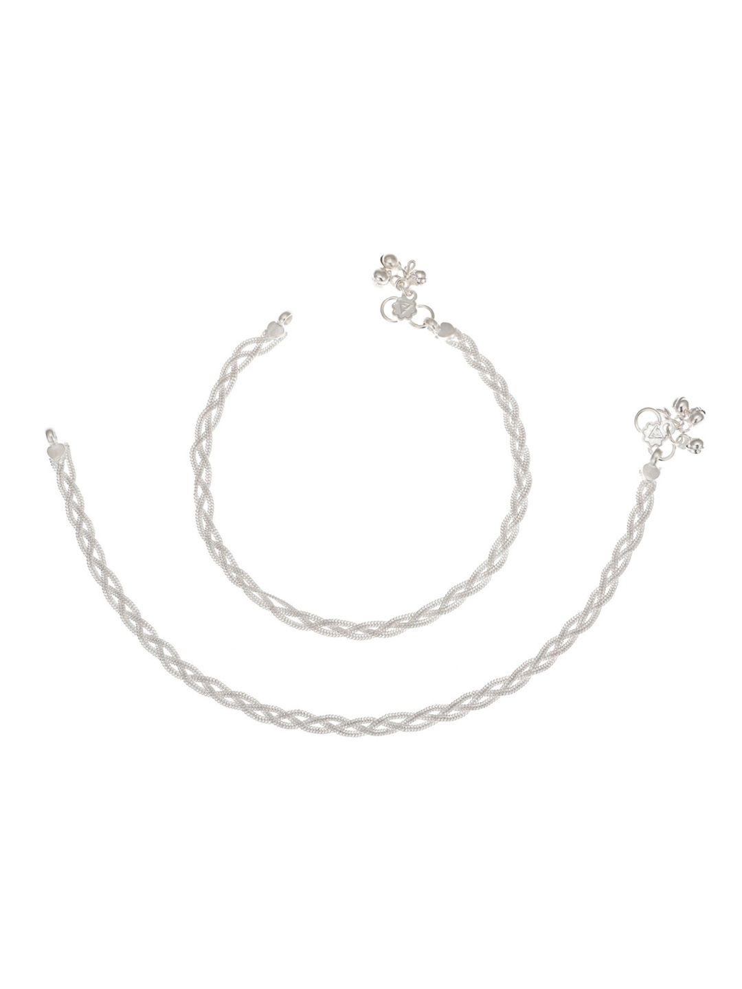 aanyacentric women silver-plated anklets