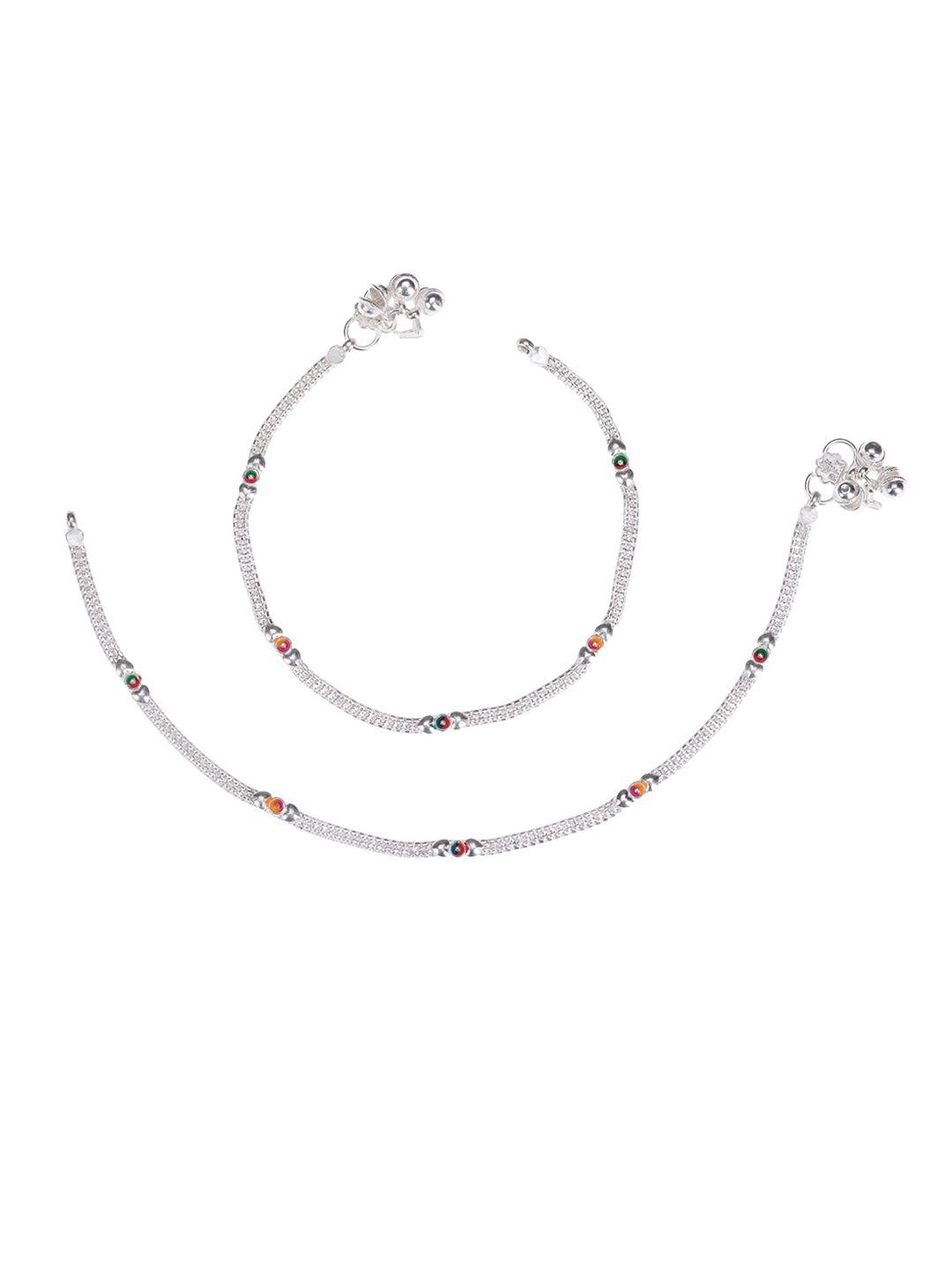 aanyacentric women silver-plated beaded anklet