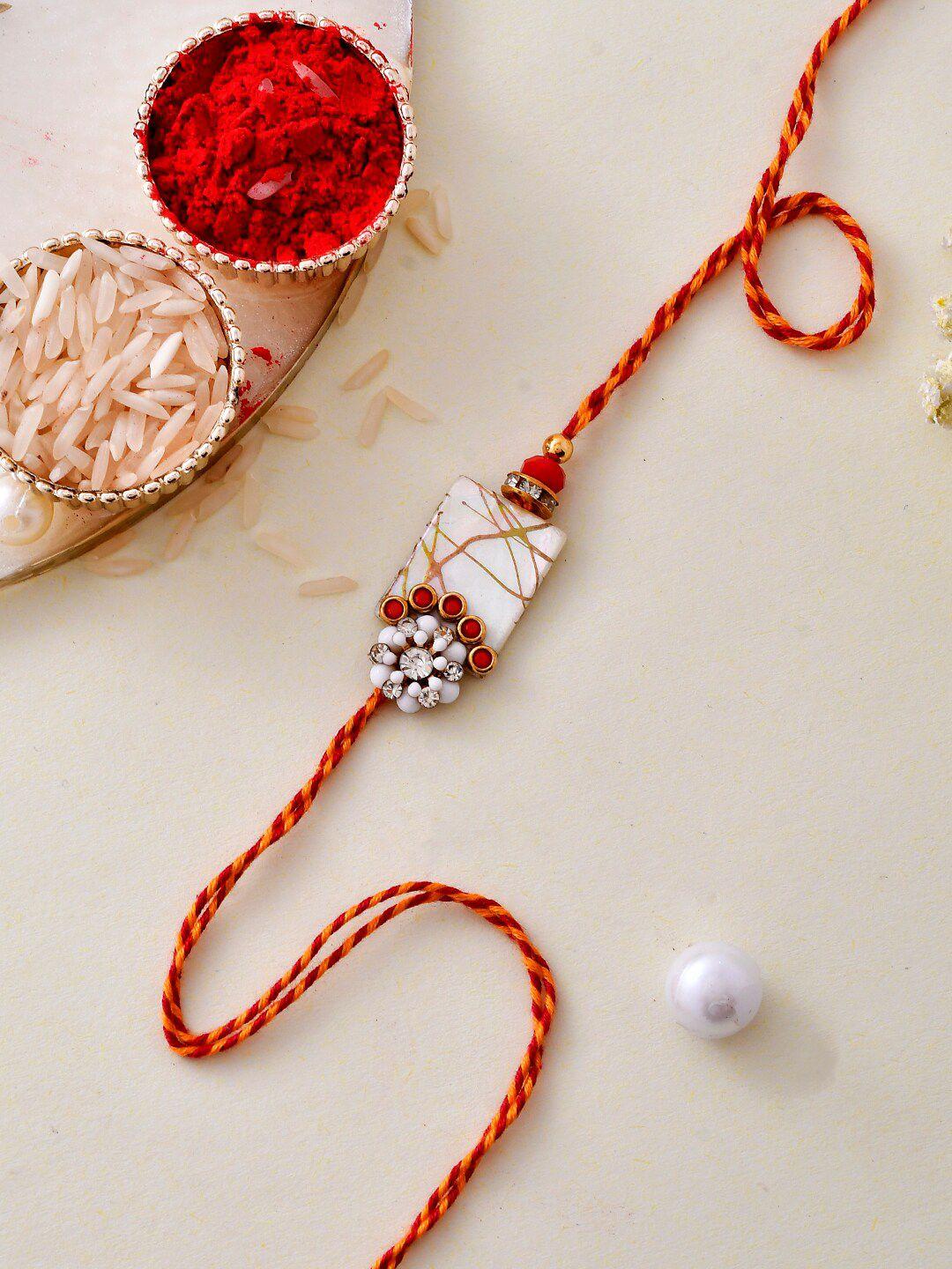 aapno rajasthan beads woven & enameled elegant resin rakhi