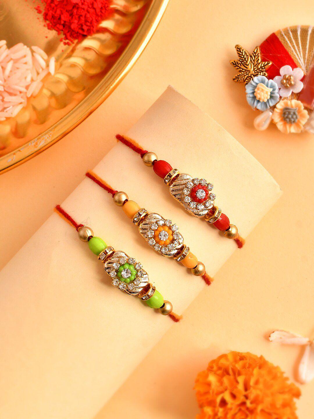 aapno rajasthan set of 3 beaded detail rakhis