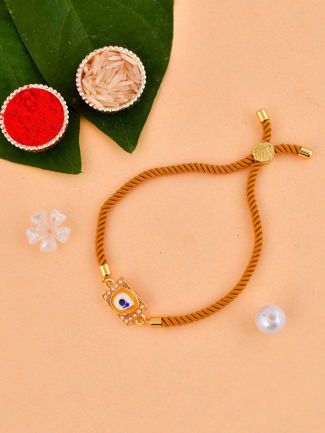 aapno rajasthan unisex evil eye charm beaded rakhi with rolichawal&card