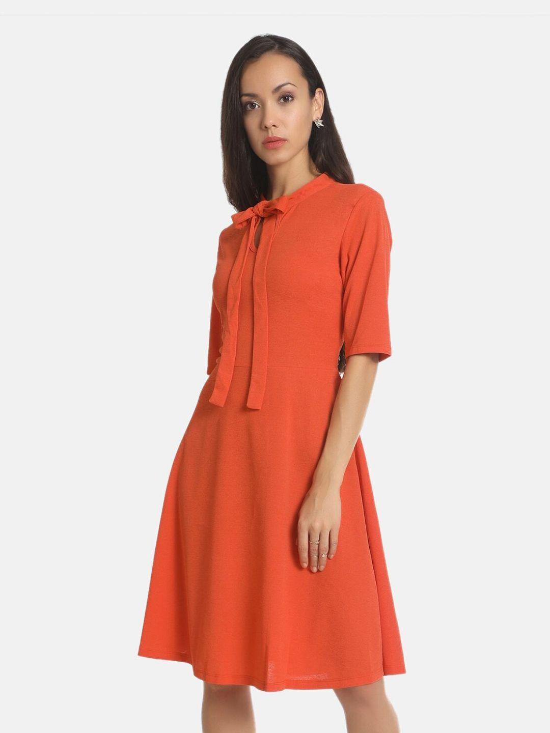 aara orange a-line dress