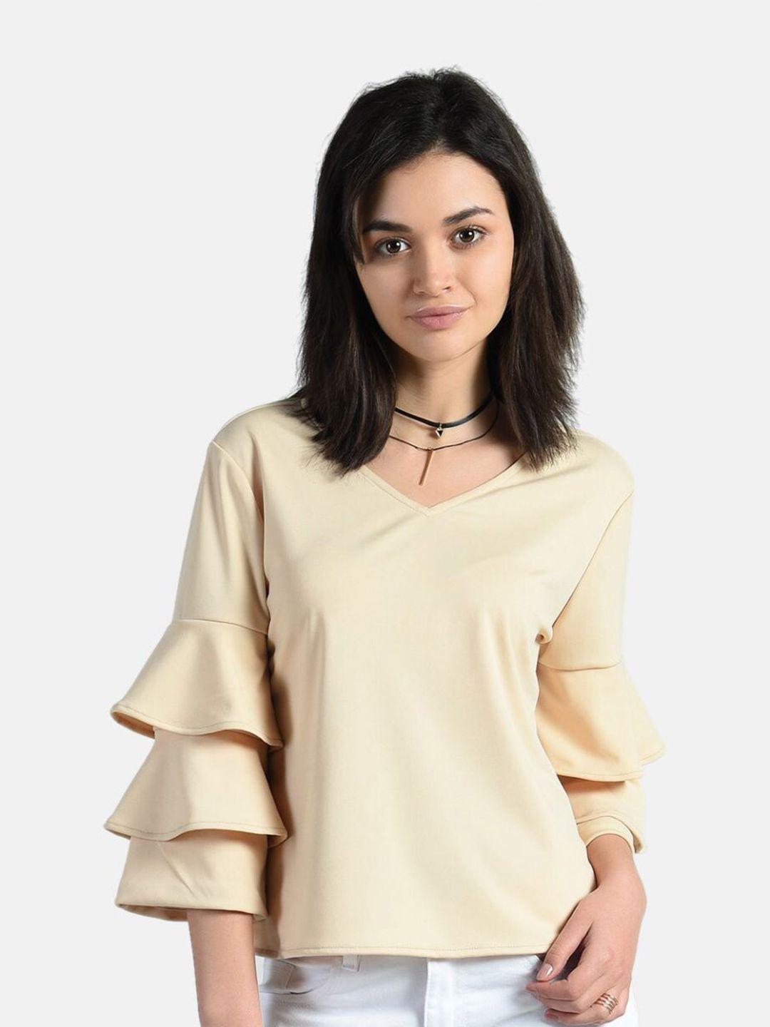 aara beige regular bell sleeves top