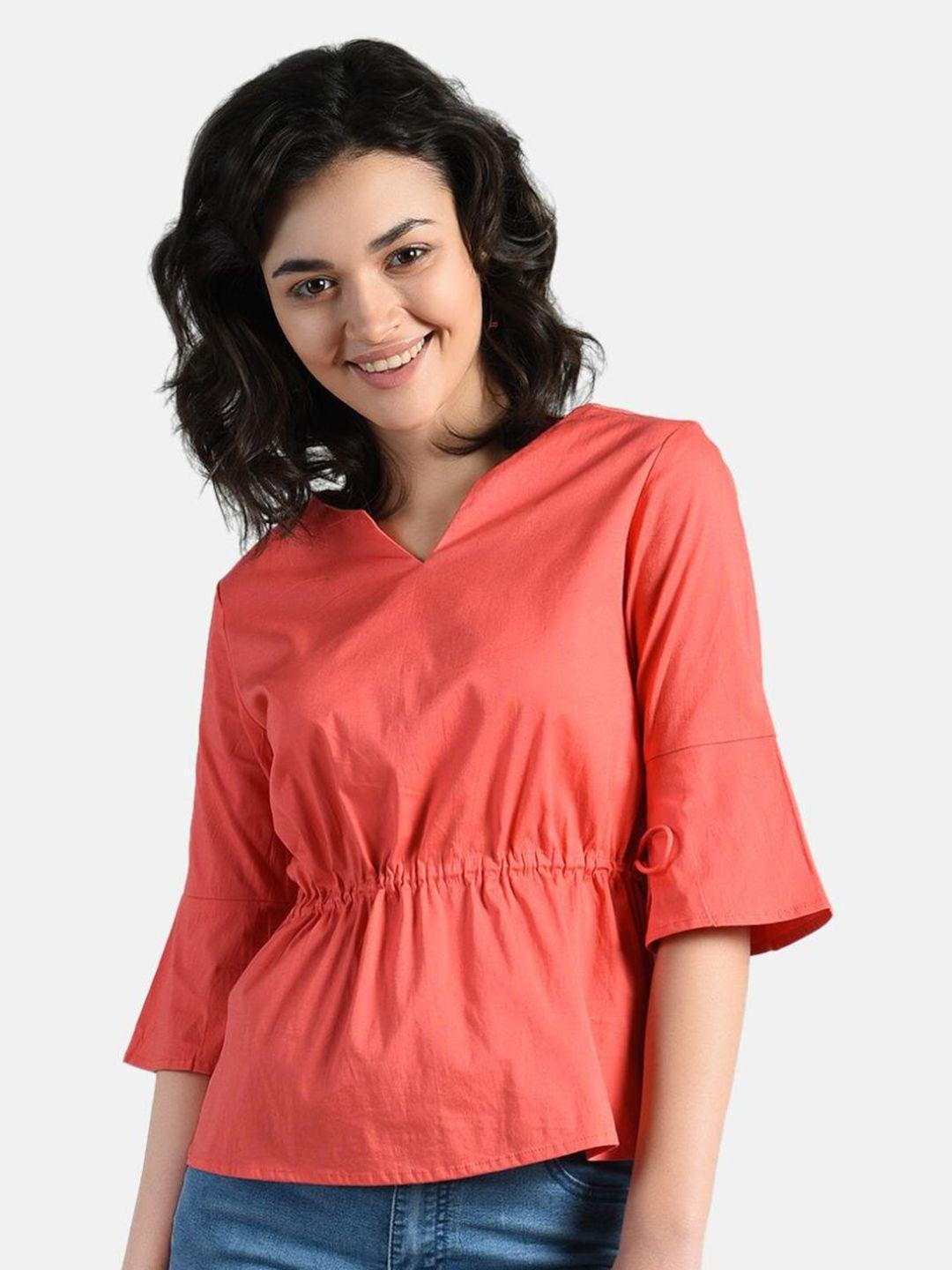 aara orange cinched waist top