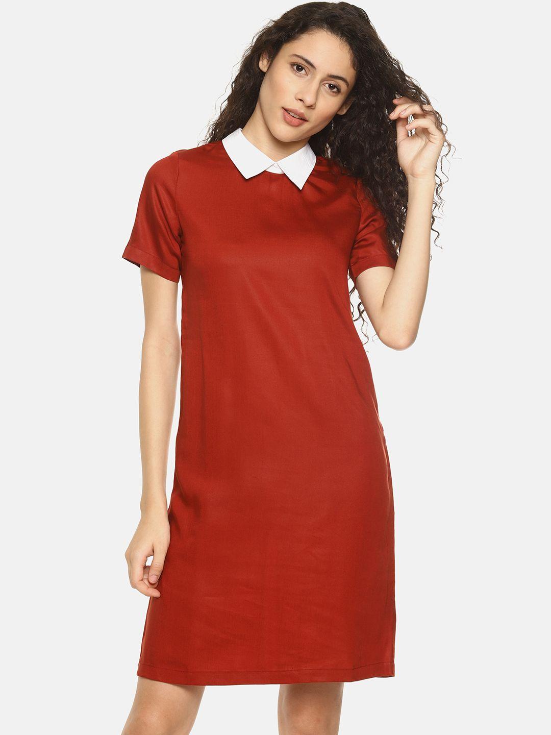 aara women maroon solid shift dress