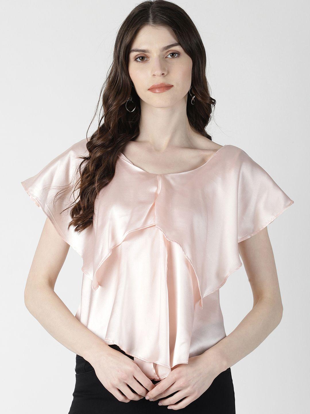 aara women pink solid a-line satin top