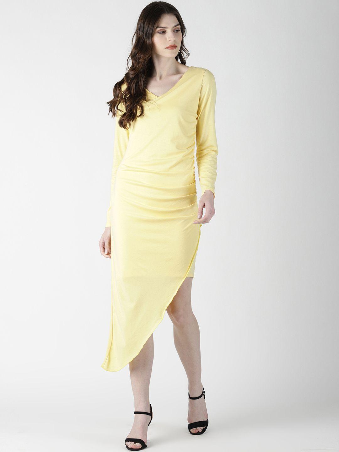 aara women yellow solid sheath dress