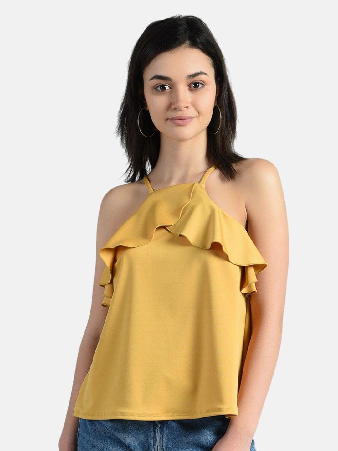 aara yellow halter neck regular top