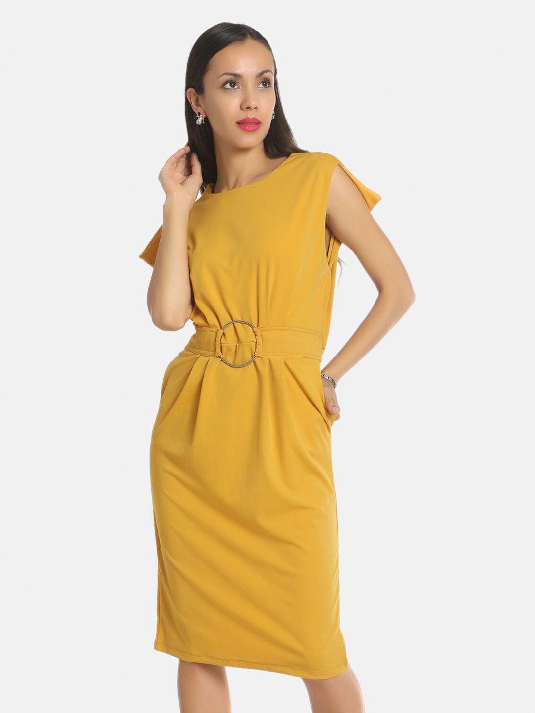 aara yellow sheath dress