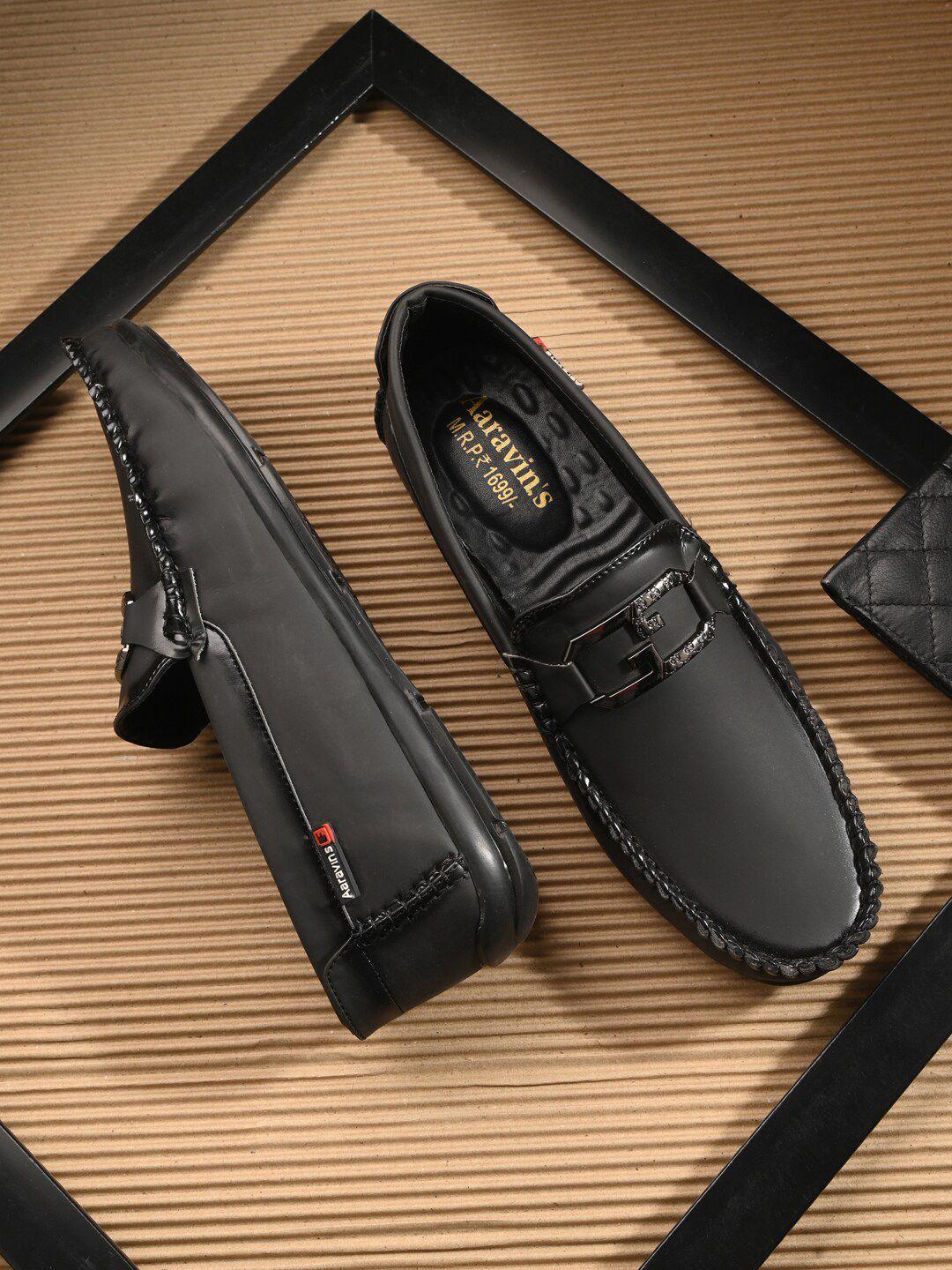 aaravin's men buckle detailed lightweight horsebit loafers