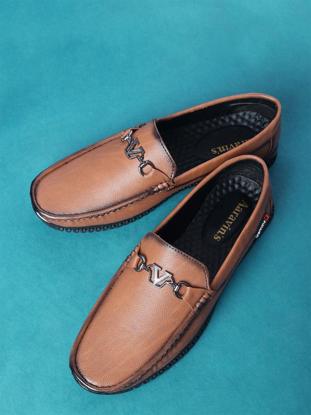 aaravin's men textured embellished lightweight comfort insole slip-on horsebit loafers