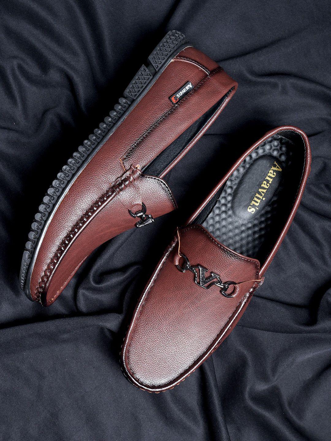 aaravin's men textured embellished lightweight comfort insole slip-on horsebit loafers