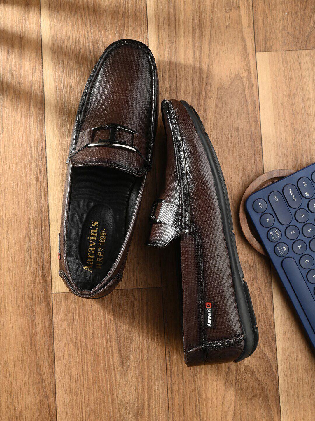 aaravin's men textured lightweight slip-on horsebit loafers