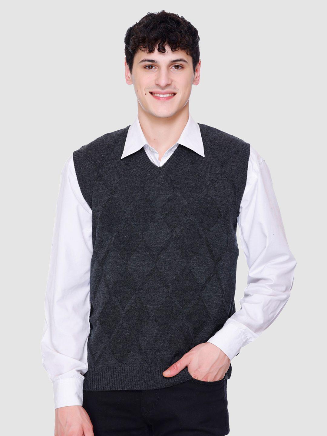 aarbee men grey & black sweater vest
