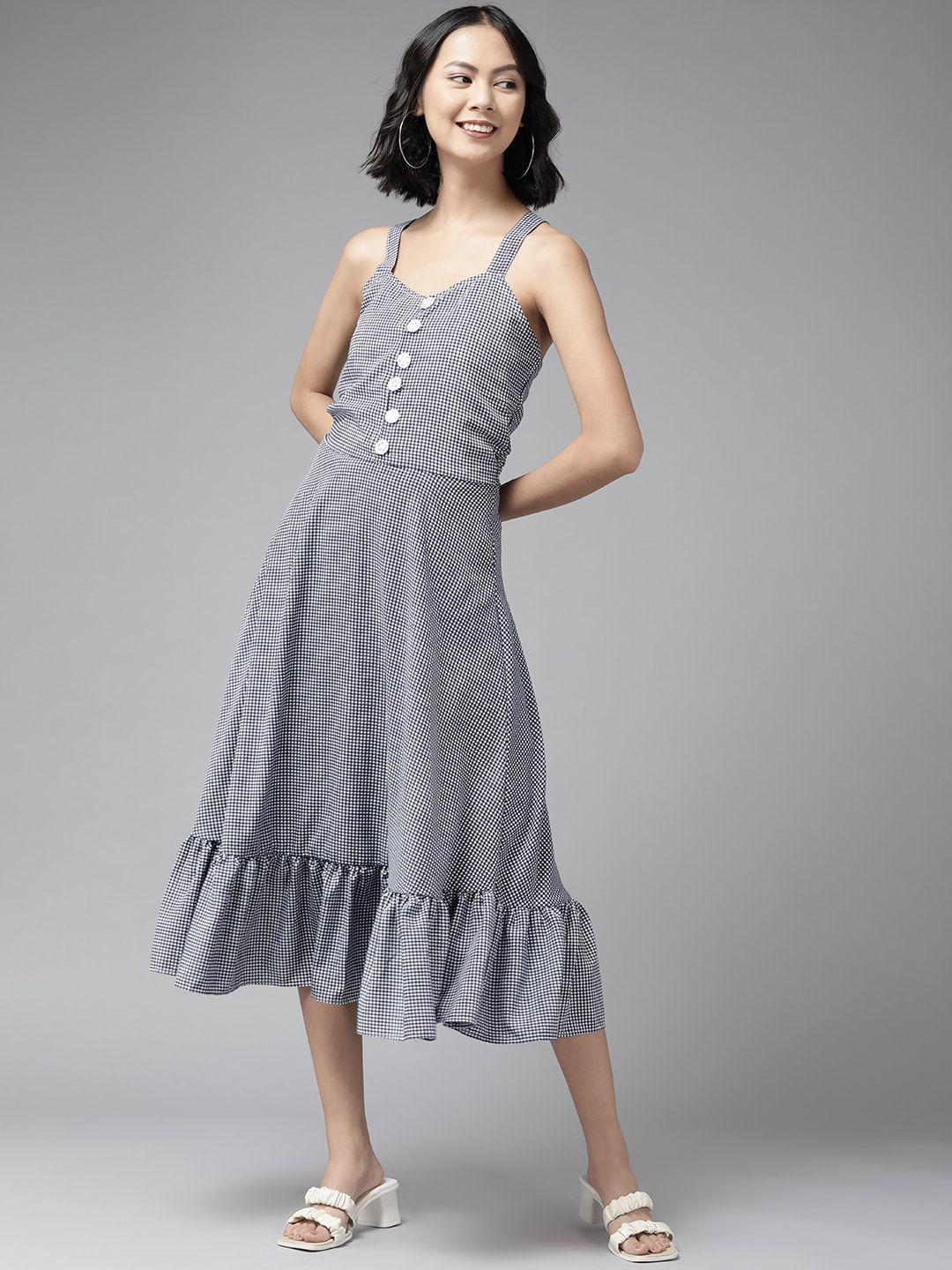 aarika-checked-shoulder-strap-georgette-a-line-midi-dress