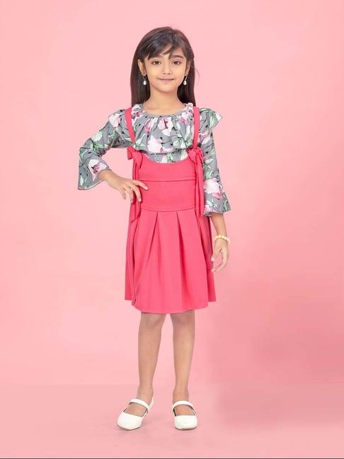 aarika kids grey & pink printed top set