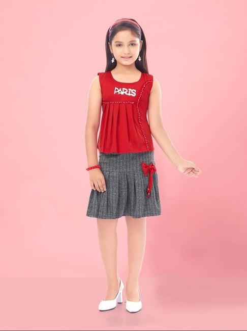 aarika-kids-red-&-grey-embroidered-top-set