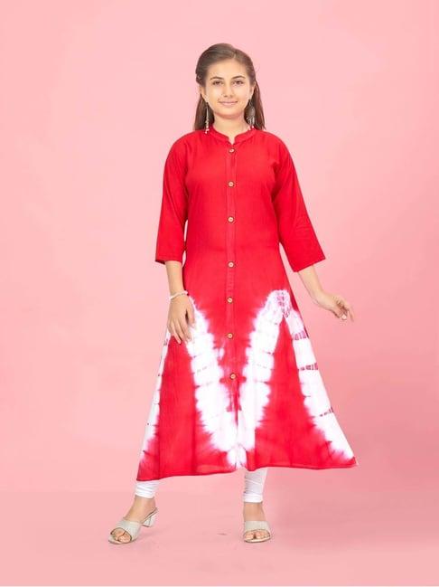 aarika kids red & white printed kurti