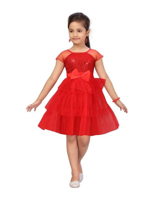 aarika kids red embellished dress