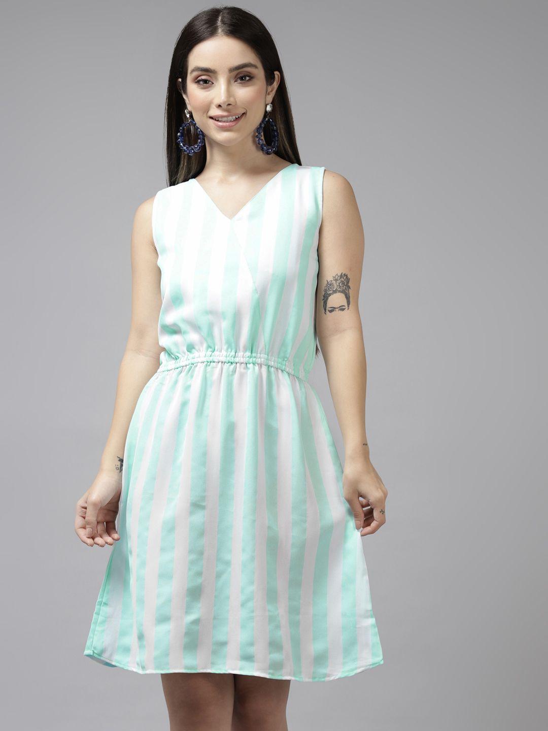 aarika striped georgette a-line dress