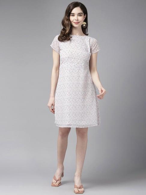 aarika white printed a-line dress