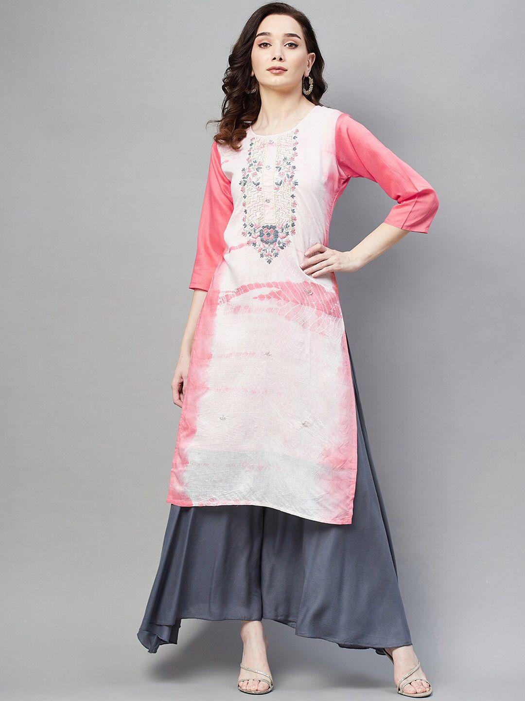 aarika abstract printed beads and stones cotton straight kurta