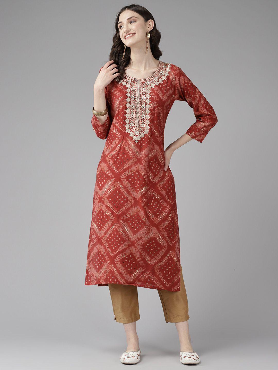 aarika bandhani zari embroidered kurta