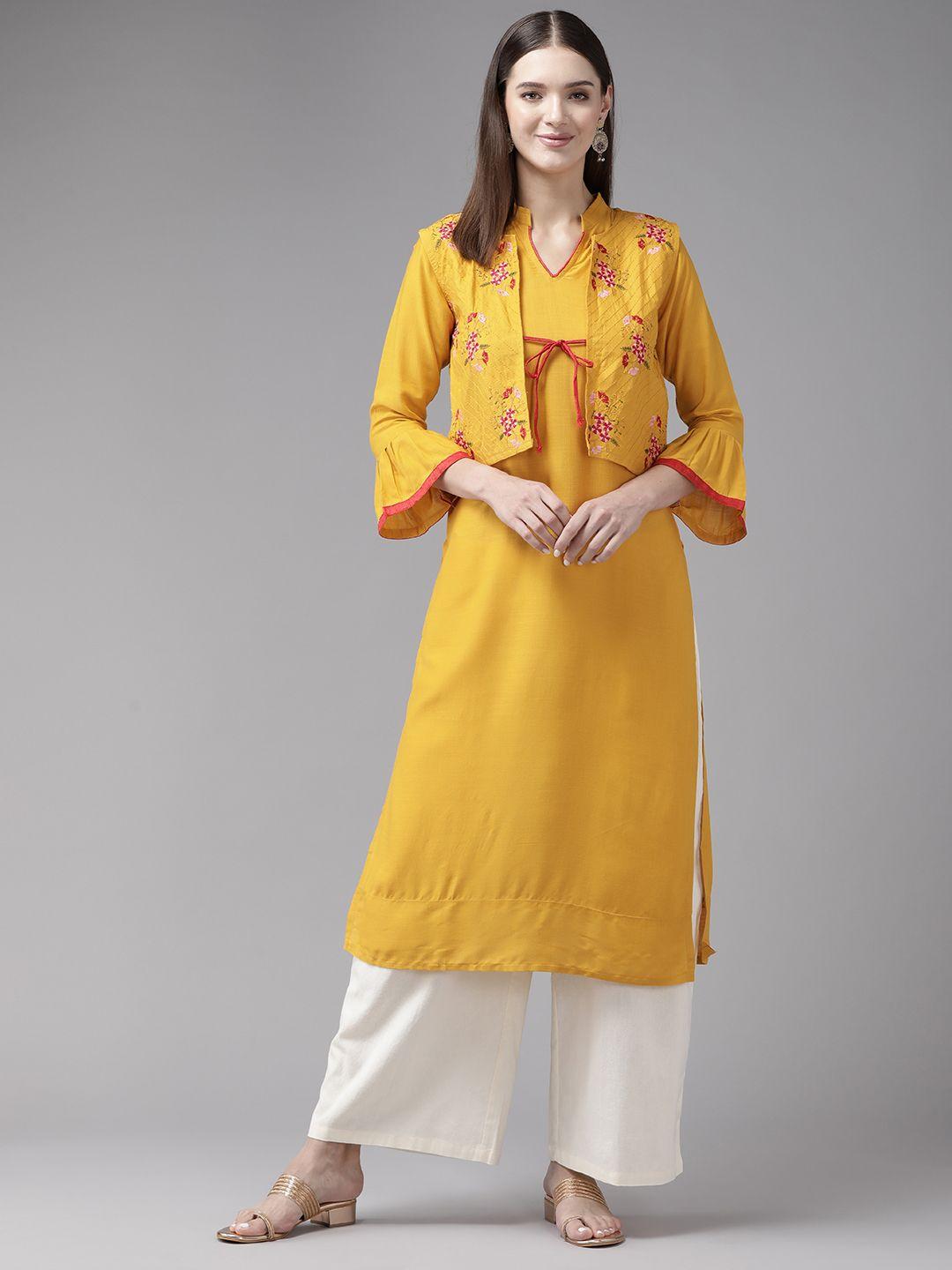 aarika bell sleeves kurta with jacket