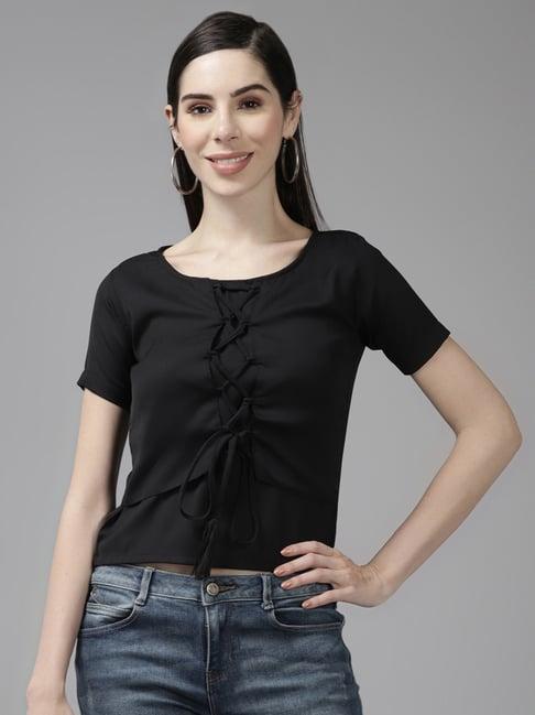 aarika black regular fit top