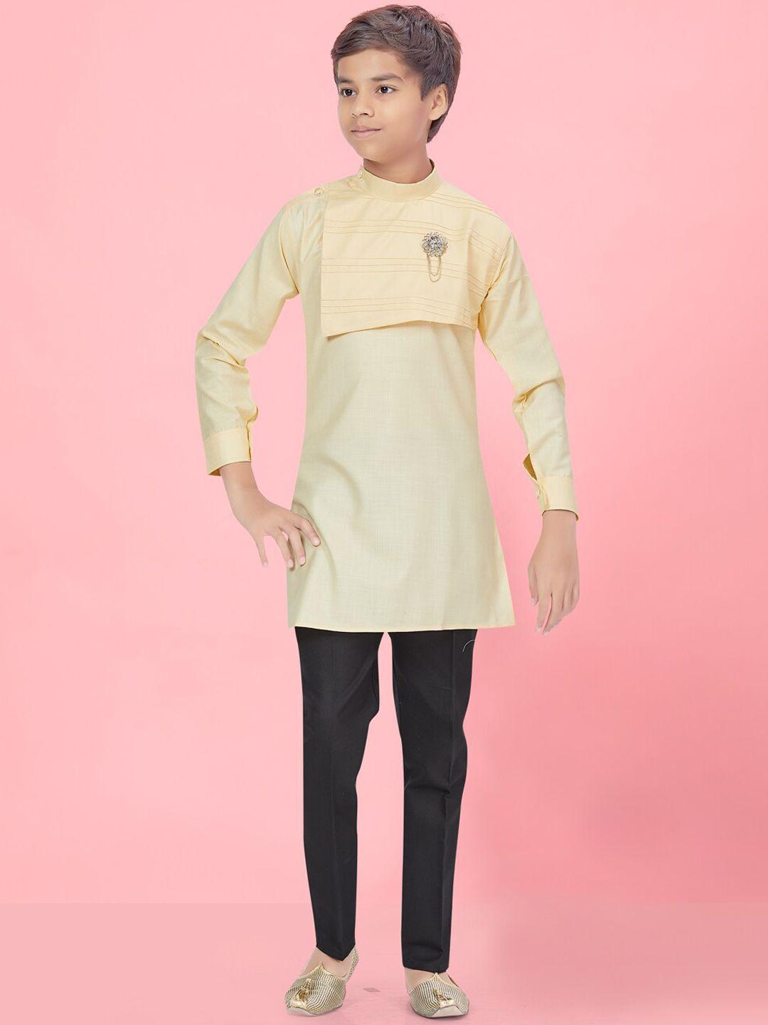 aarika boys mandarin collar regular pure cotton kurta with pyjamas