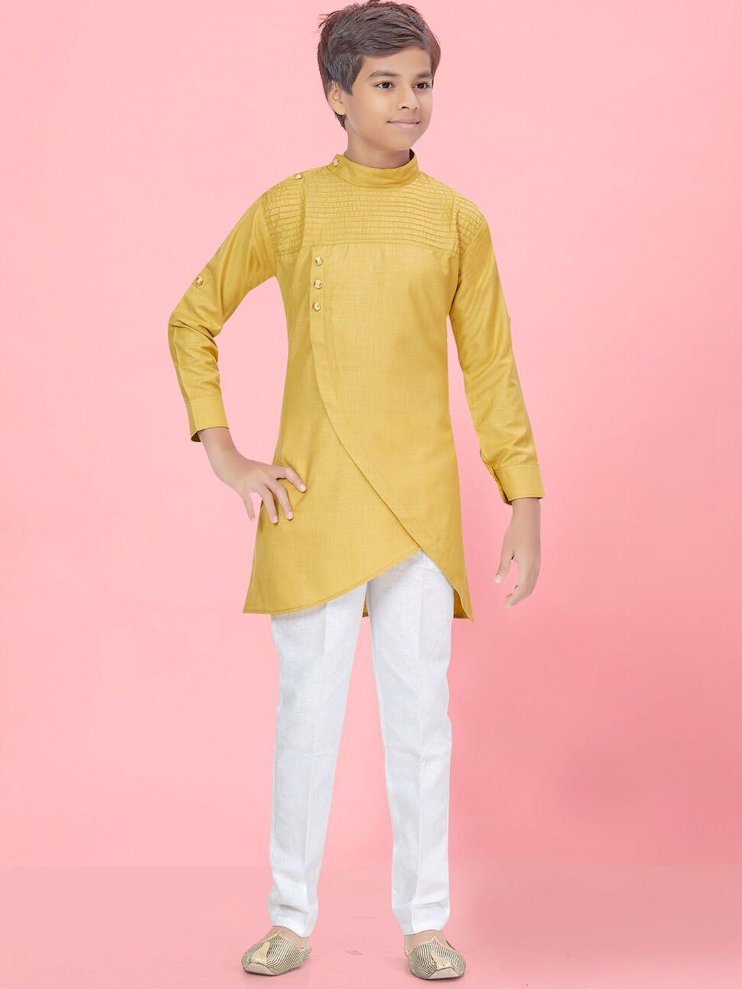 aarika boys mandarin collar regular pure cotton kurta with trousers