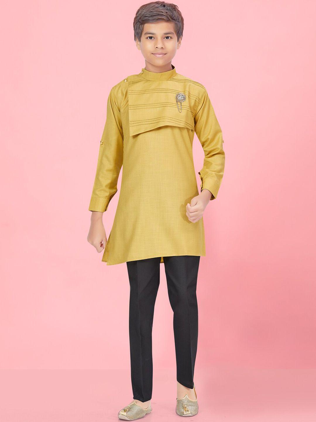 aarika boys mandarin collar regular pure cotton kurta with trousers