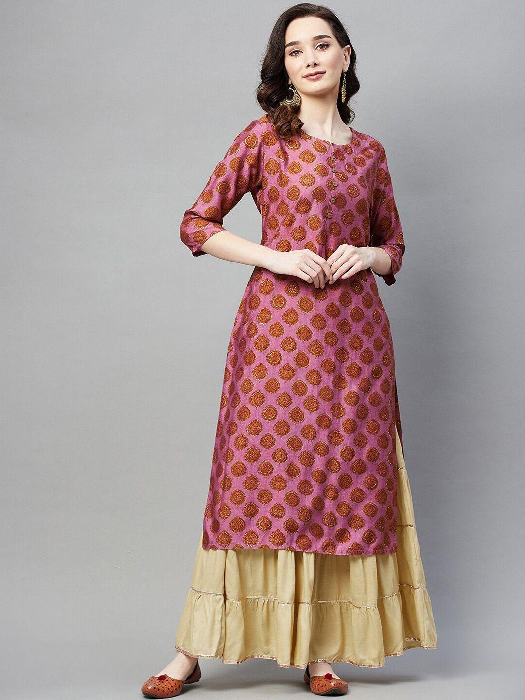 aarika ethnic motifs printed round neck regular kurta