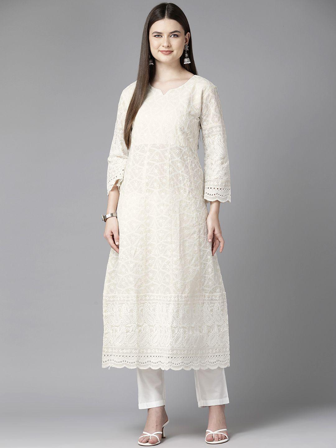 aarika floral embroidered sequinned kurta