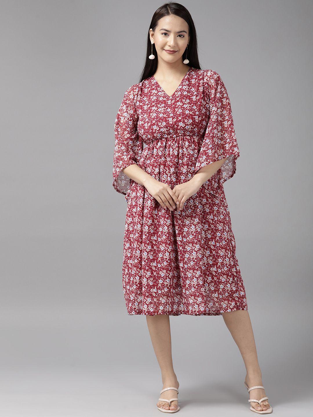 aarika floral georgette a-line midi dress