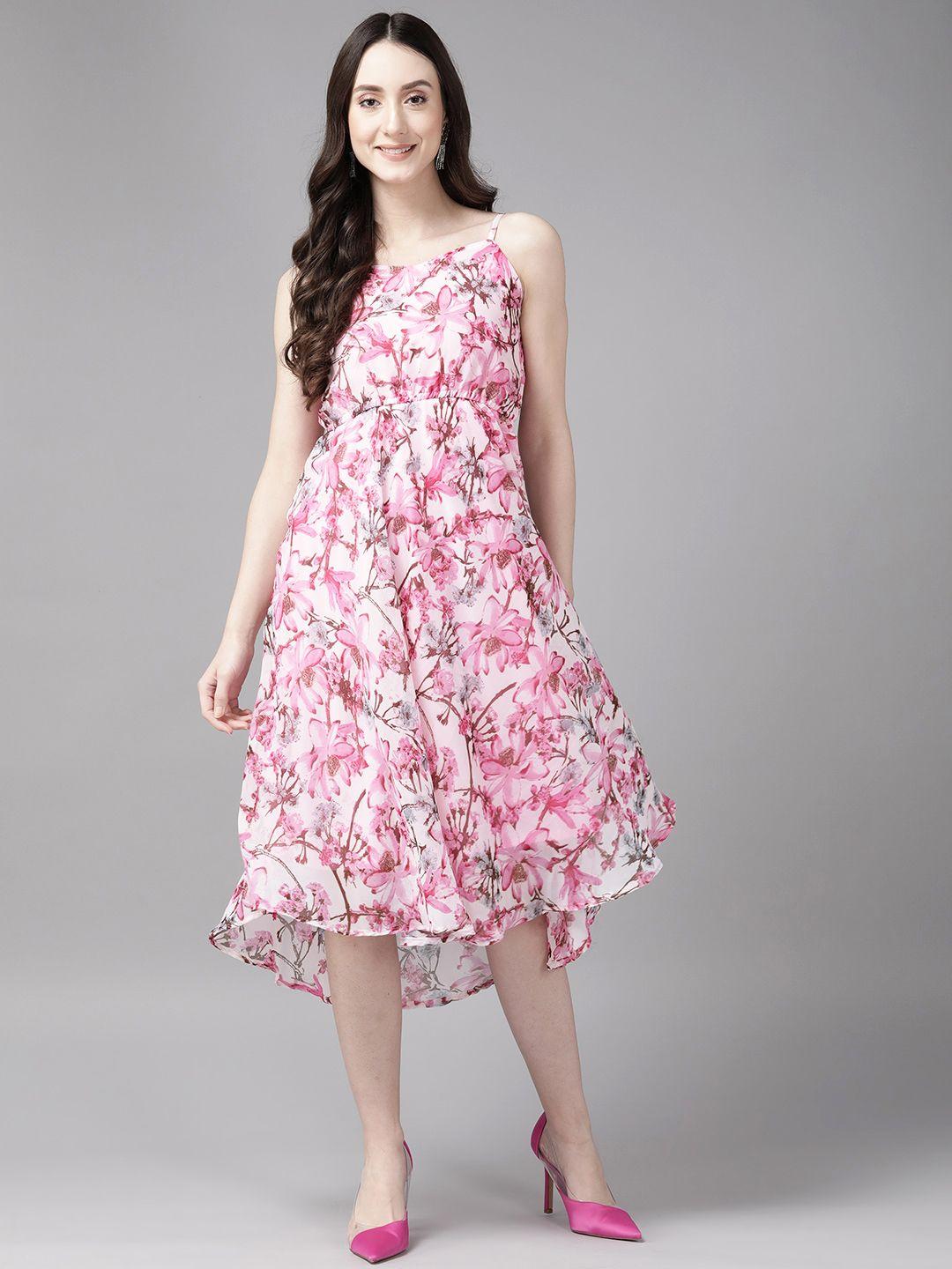 aarika floral georgette a-line midi dress