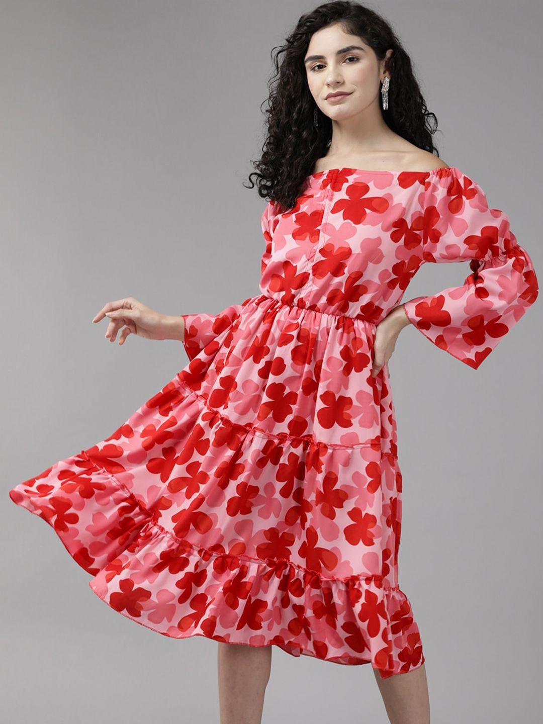 aarika floral print georgette peplum dress
