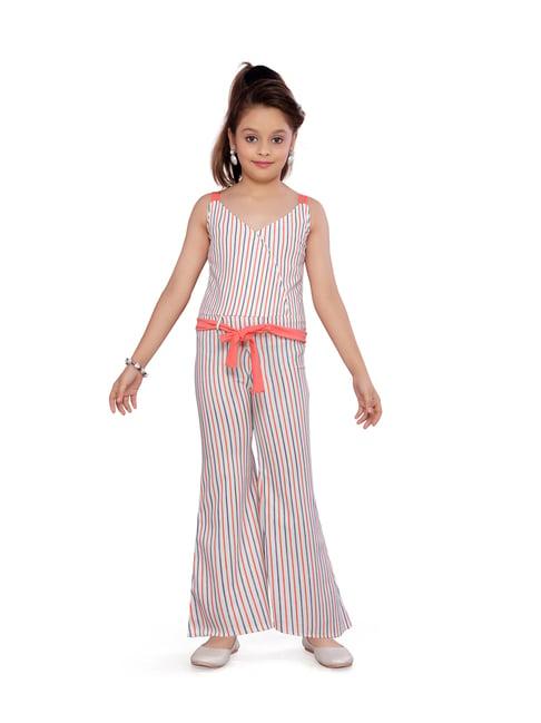 aarika girl's red coloured casual wear jumpsuit with belt