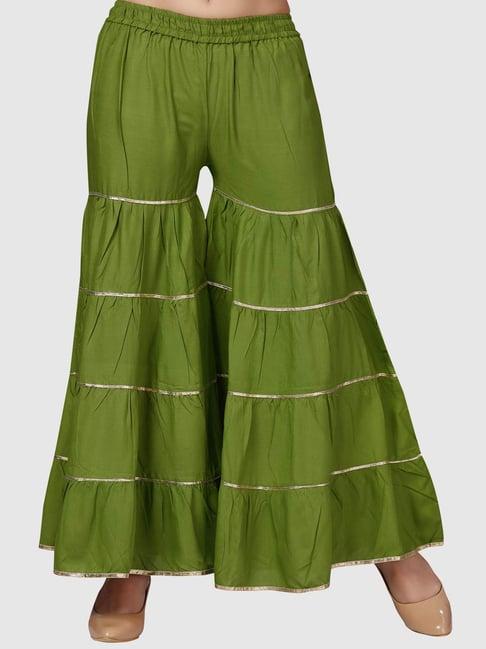 aarika green cotton striped sharara