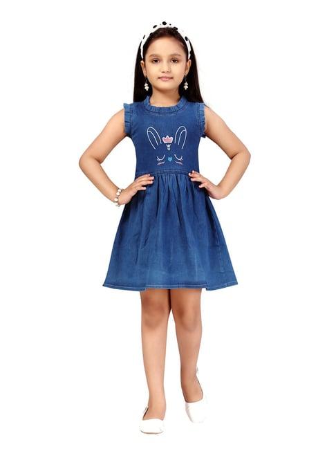 aarika kids blue embroidered dress