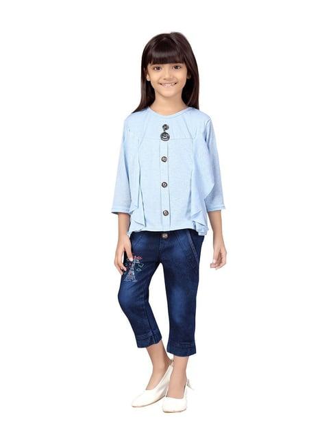 aarika kids blue regular fit top set