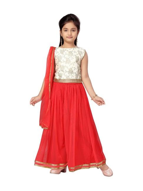 aarika kids cream printed top set