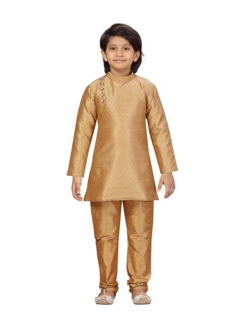 aarika kids fawn beige straight fit full sleeves kurta set