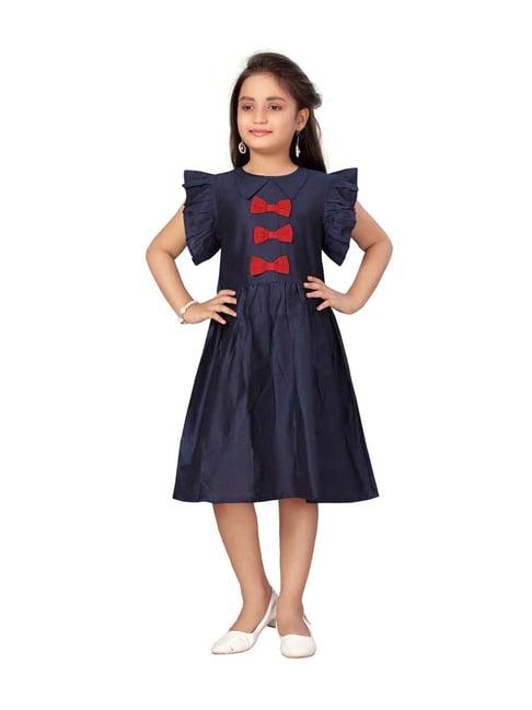 aarika kids navy applique dress