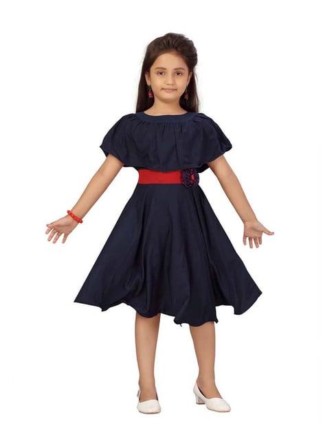 aarika kids navy applique frock